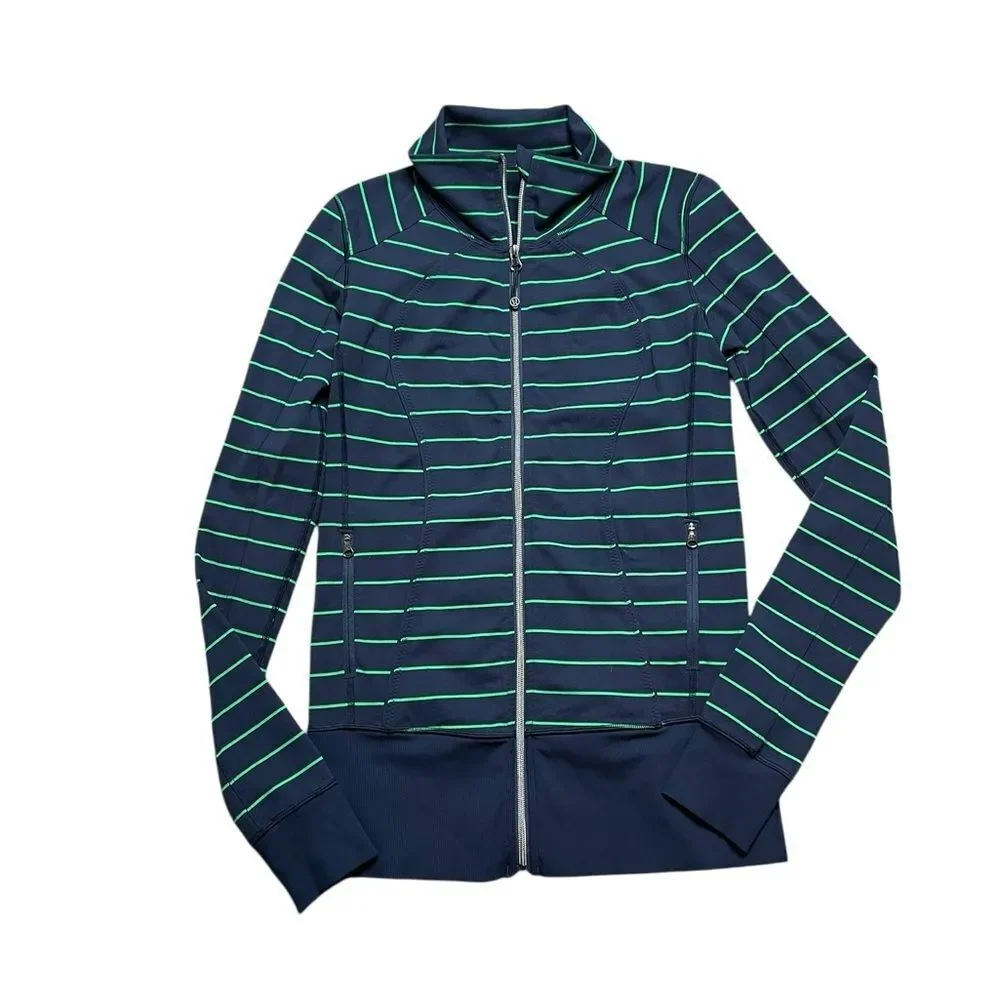 LULULEMON In Stride Striped  Blue and Green Jacket Size 8